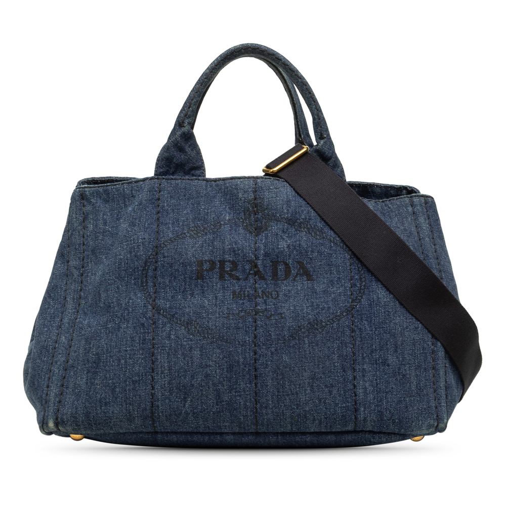 Pre-Loved Prada Denim Canapa Logo Tote